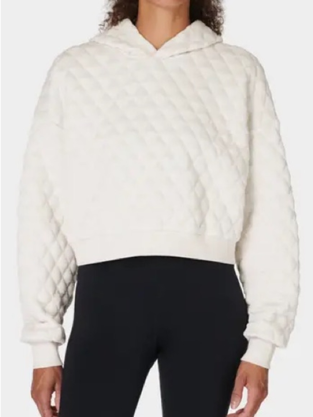 Sweaty Betty Cream Quilted Hoodie